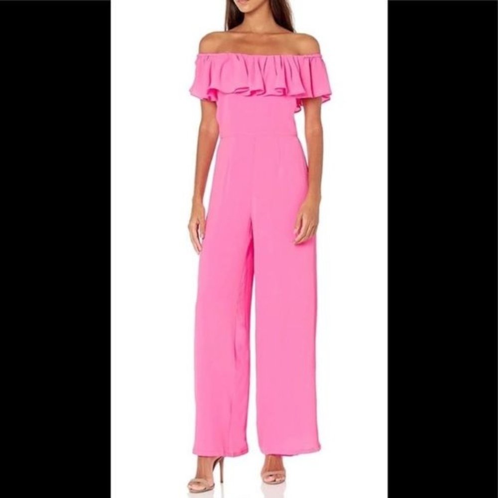 Hot Pink Cold Shoulder Fully-Lined Jumpsuit